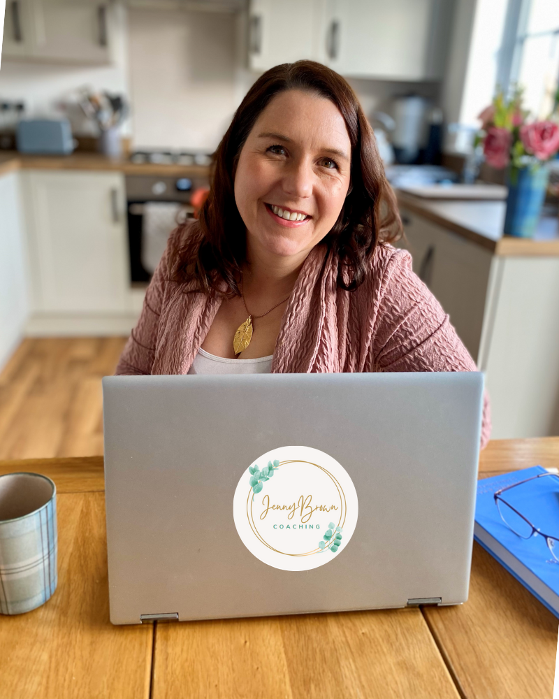 Jenny Brown at laptop | Life Coach Edinburgh 